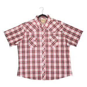 Wrangler Shirt Mens 2XL Plaid Pearl Snap Sawtooth Pocket Western Cowboy Metallic